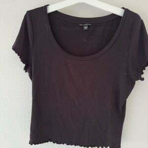 Black Ribbed Women's Top